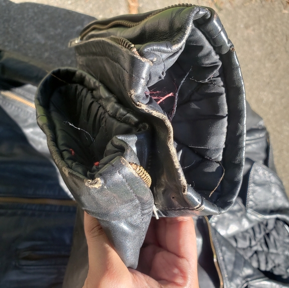 50s Vintage Moto Biker Leather Jacket Medium Black - Picture 10 of 11